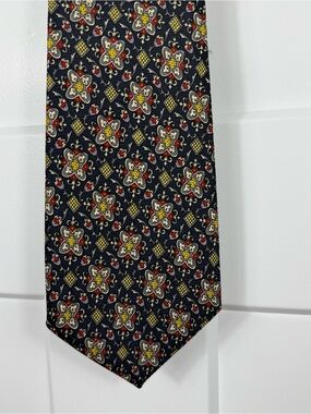 Marco Polo Italian Style Floral Geometric Necktie Navy Multicolor Men